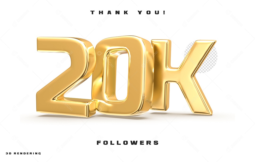 Texto 3D Para Composição 20K De Seguidores PSD