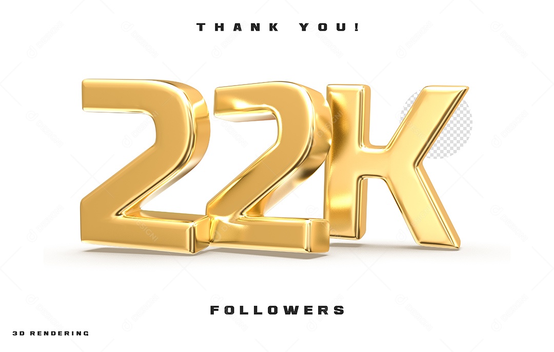 3D Text For 22K Composition Of Followers PSD