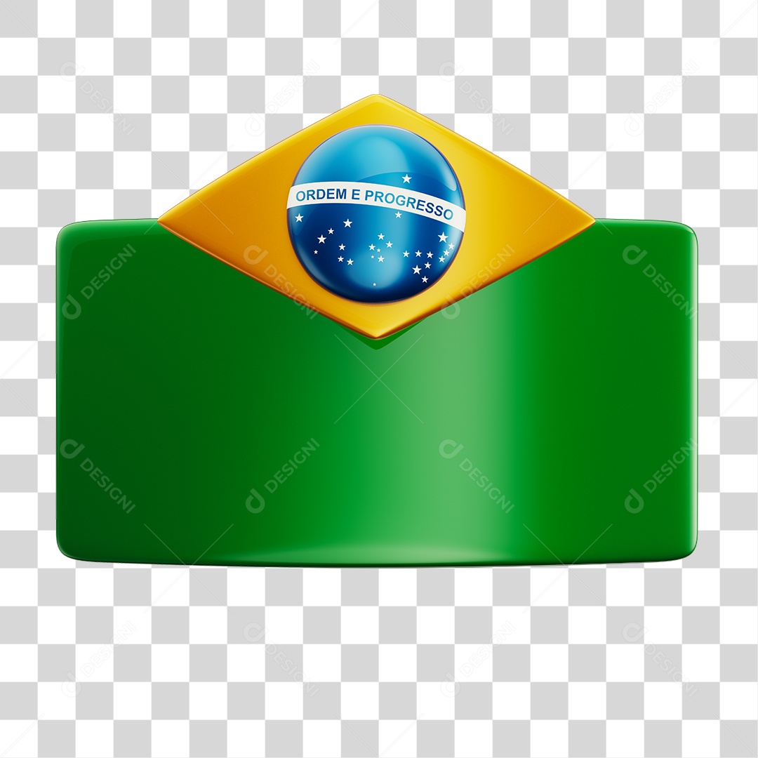 Placa Verde Com Logo da Bandeira do Brasil Elemento 3D PNG Transparente