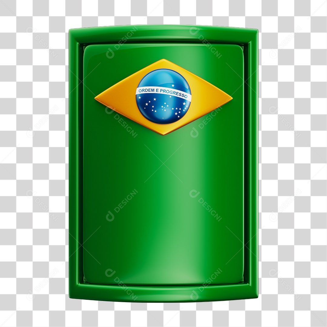 Elemento 3D Com Logo da Bandeira do Brasil PNG Transparente