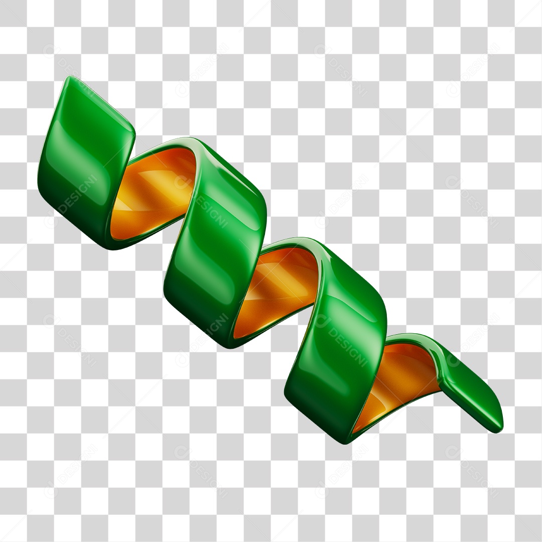Enfeites de Festa Fitilho Serpetina Com Cores da Bandeira Brasileira Verde e Amarelo Elemento 3D PNG