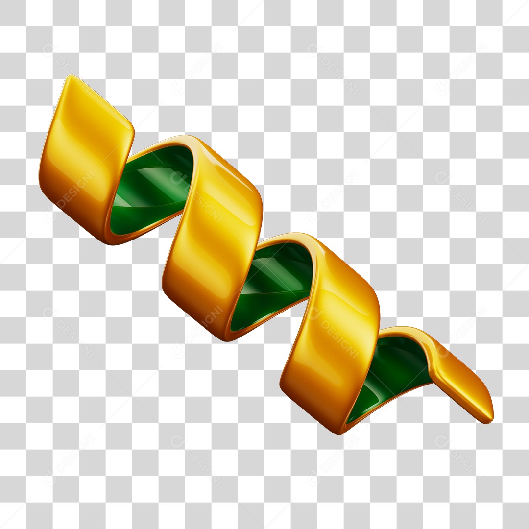 Enfeites de Festa Fitilho Serpetina Com Cores da Bandeira Brasileira Verde e Amarelo Elemento 3D PNG