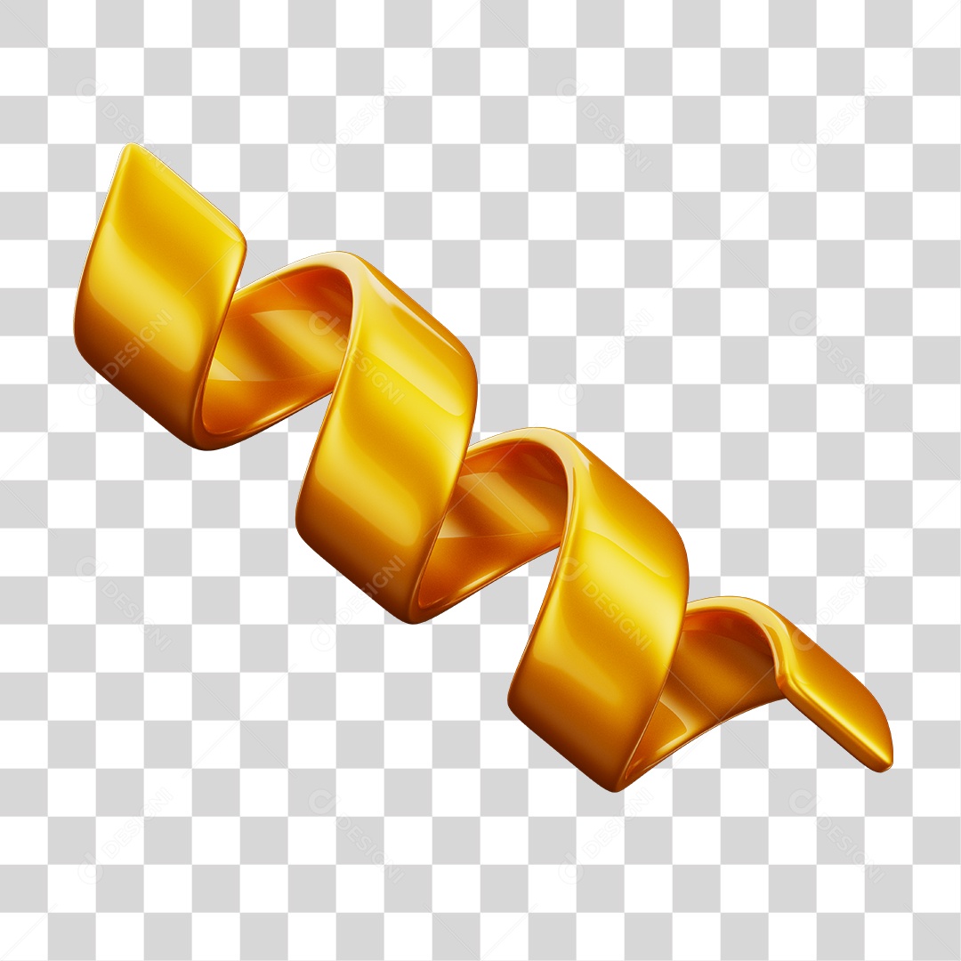 Enfeites de Festa Fitilho Serpetina Amarelo Elemento 3D PNG