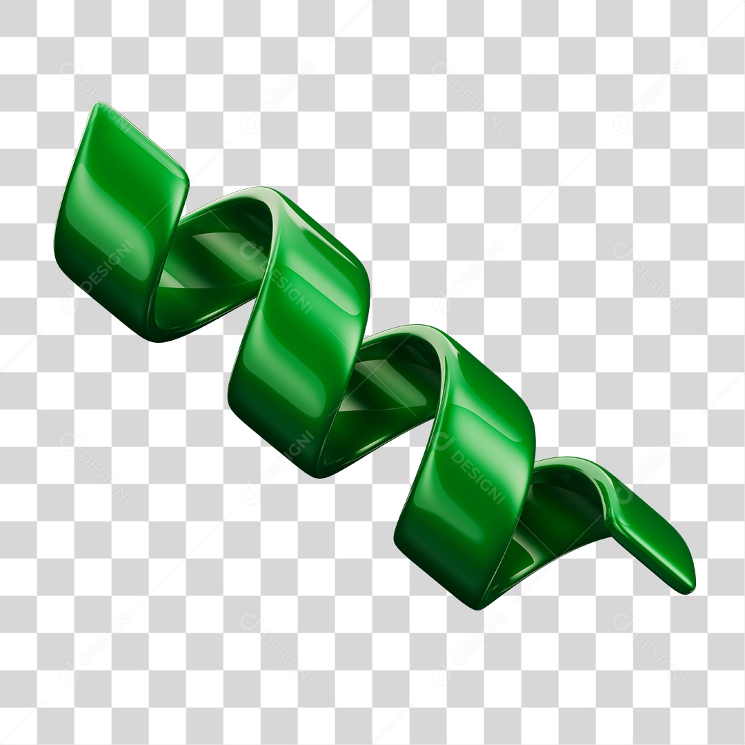 Enfeites de Festa Fitilho Serpetina Verde Elemento 3D PNG