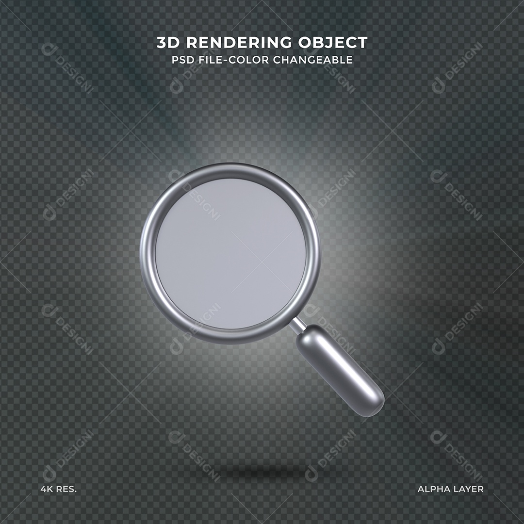 Ícone de pesquisa cinza Elemento 3D PSD