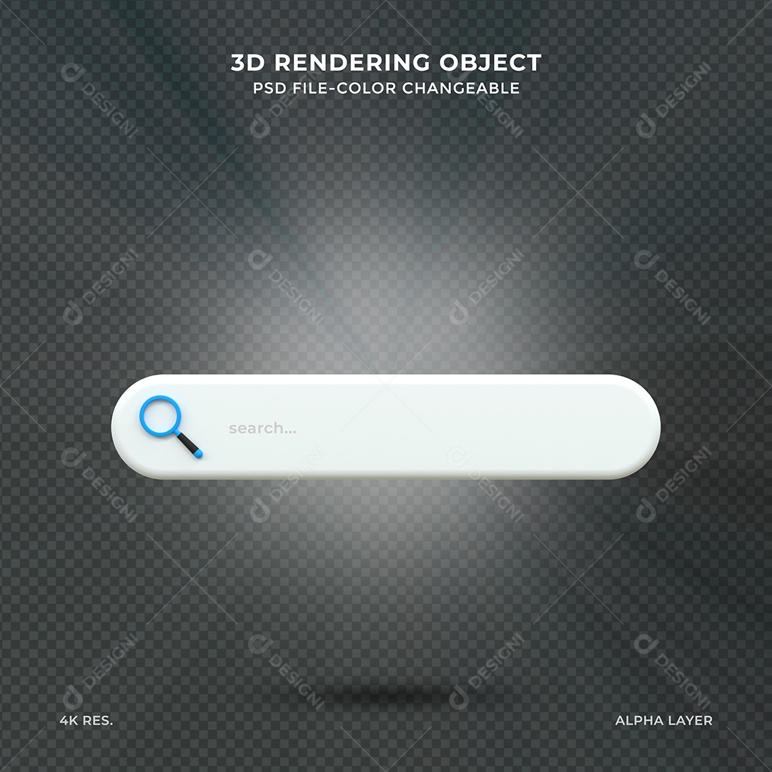 Barra de Pesquisar Navegador Elemento 3D para Composição PSD