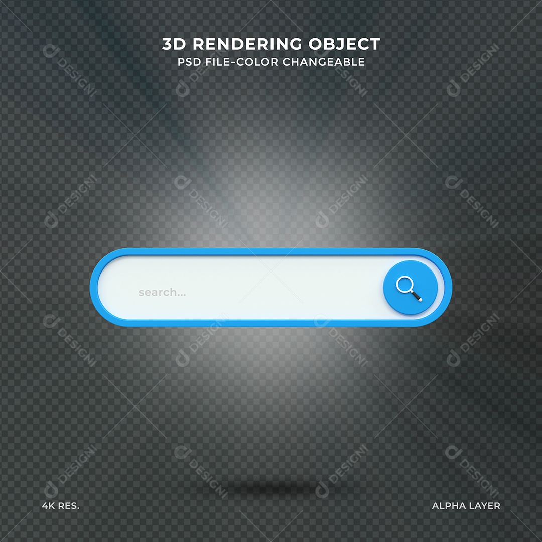 Barra de Pesquisar Navegador Elemento 3D para Composição PSD