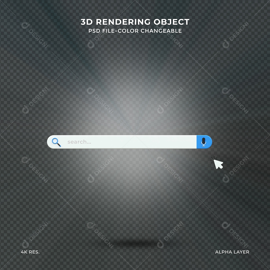 Barra de Pesquisar Navegador Elemento 3D para Composição PSD