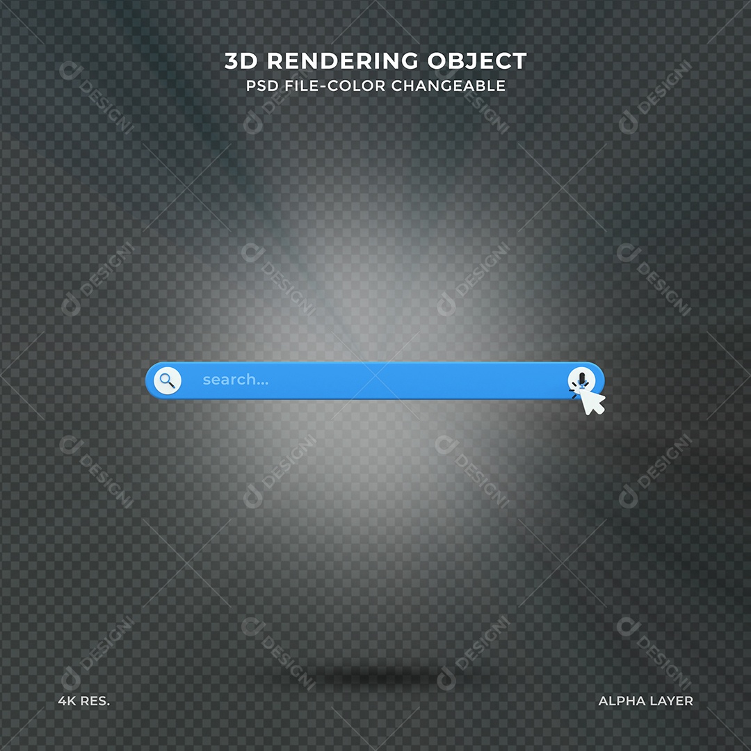 Barra de Pesquisar Navegador Elemento 3D para Composição PSD
