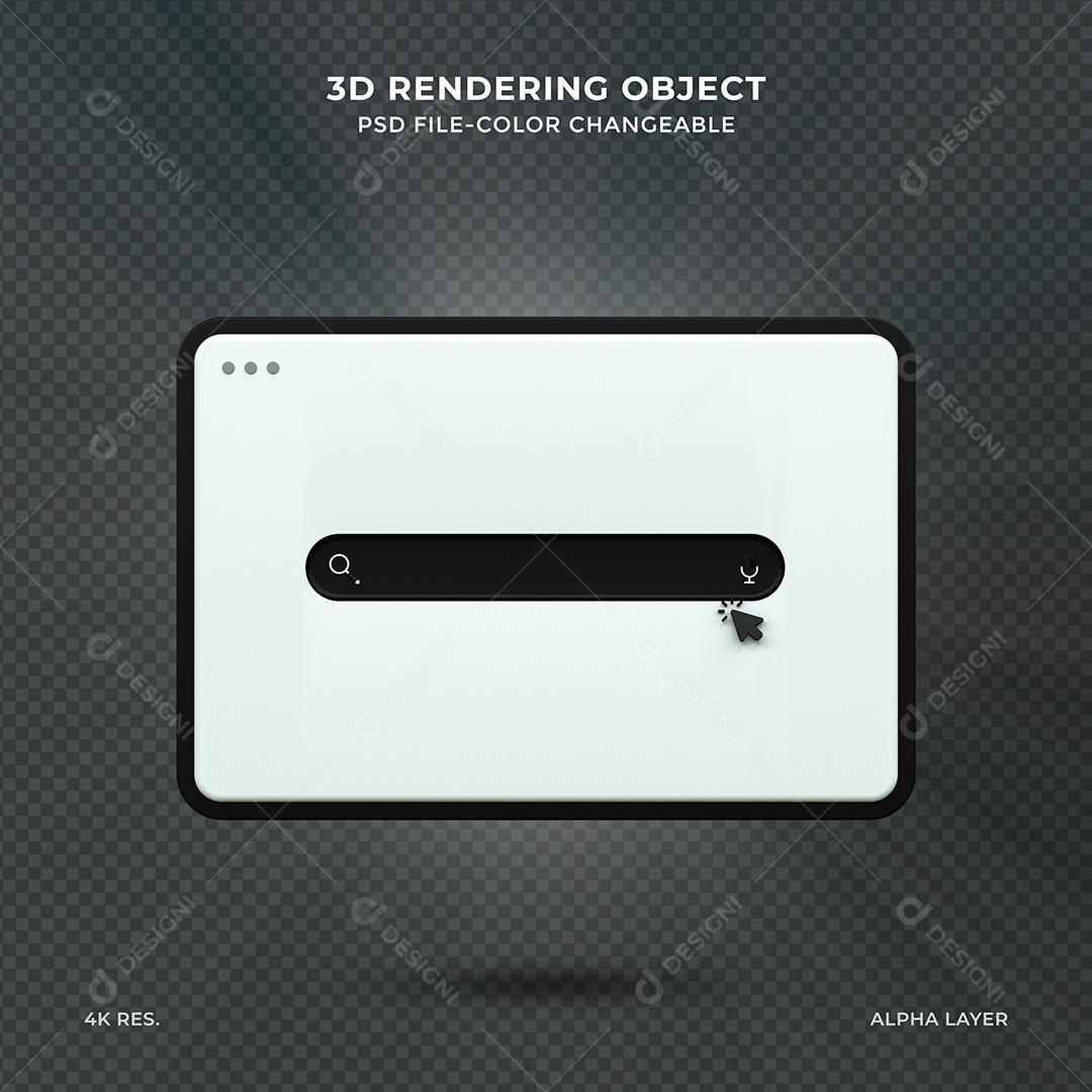Barra de Pesquisar Navegador Elemento 3D para Composição PSD