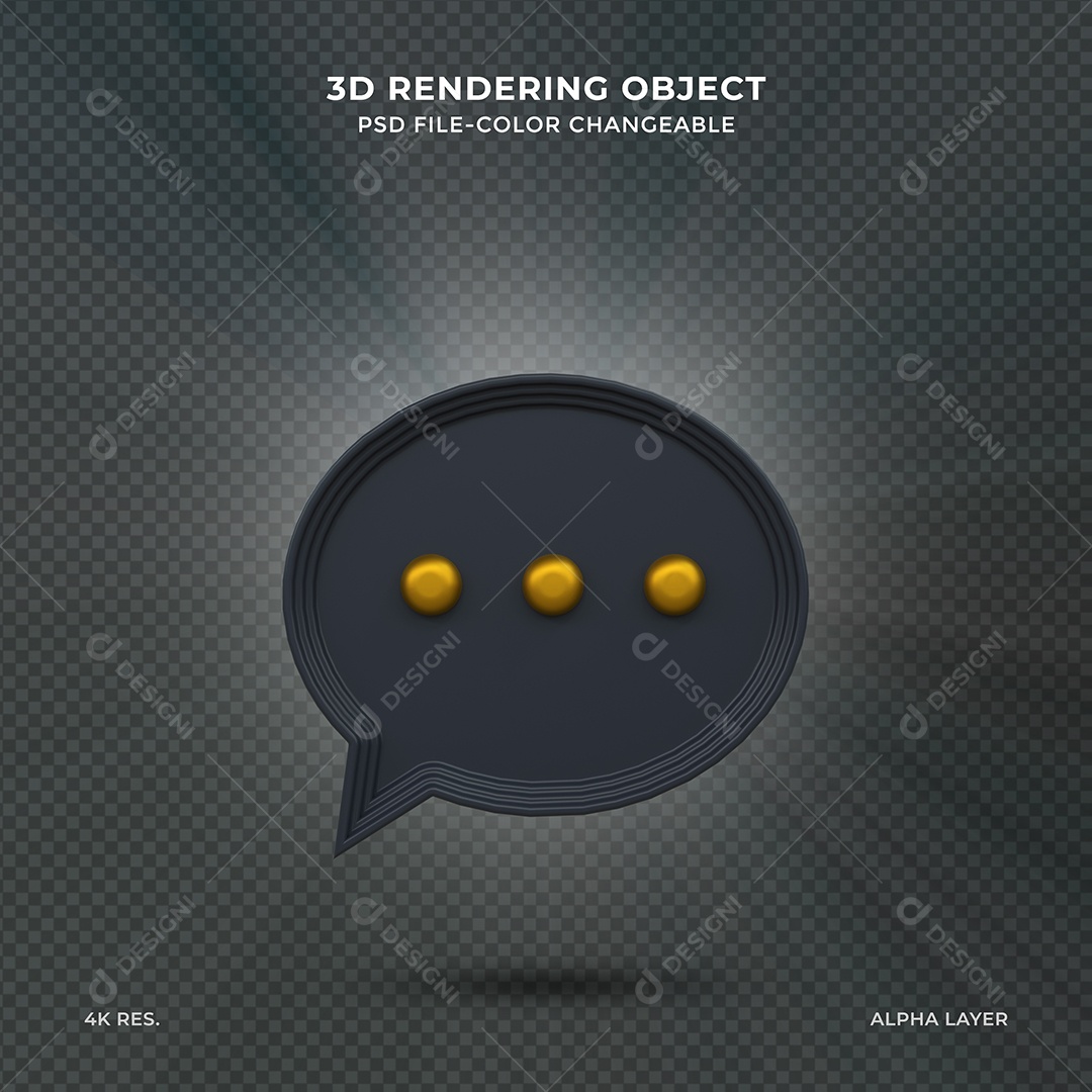 Ícone de envelope de correio nova mensagem Preto Elemento 3D PSD