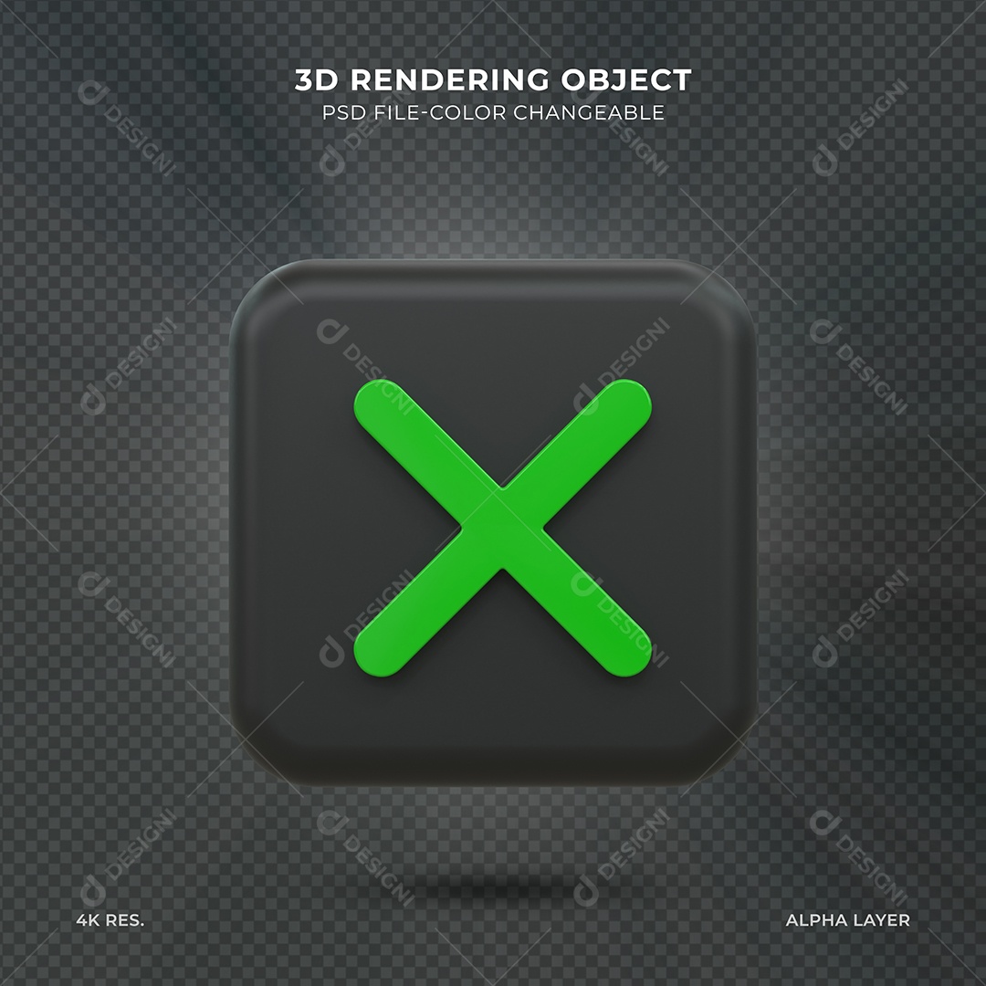 Ícone 3D Reprovado Verde e Preto Elemento para composição PSD