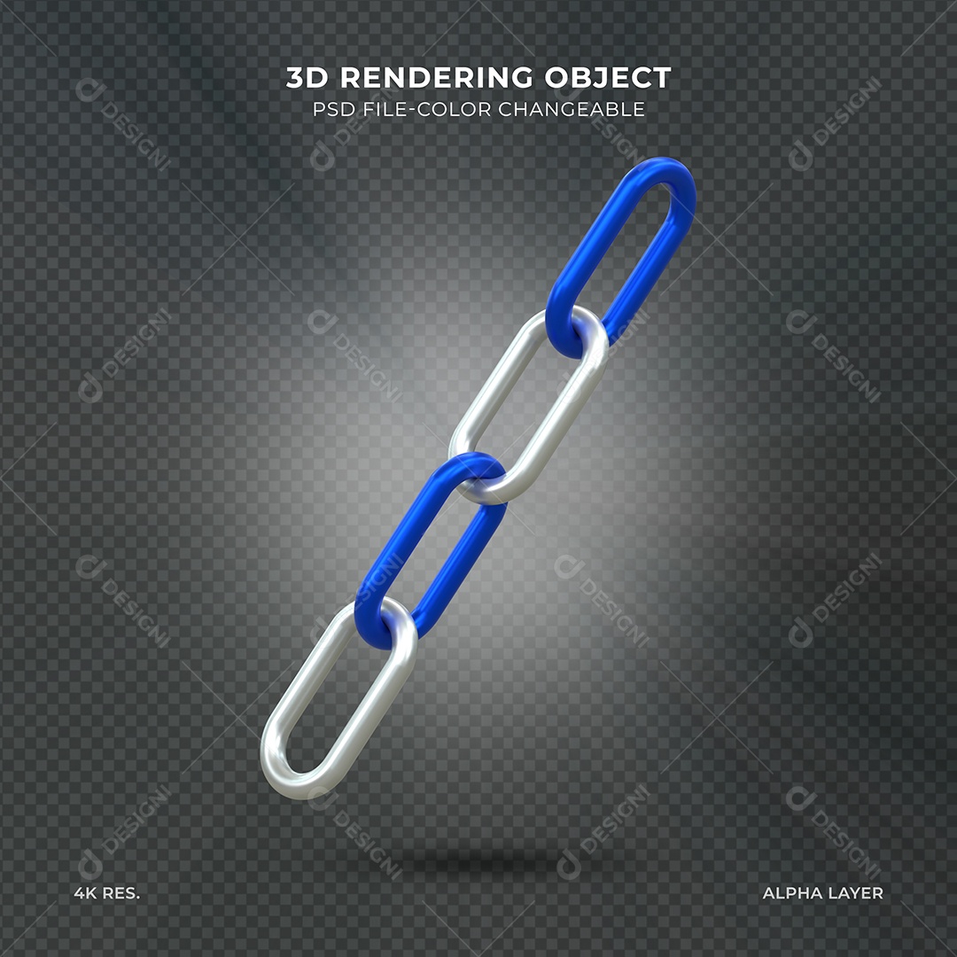 Corrente de metal azul e prateado Elemento 3D Para composição PSD