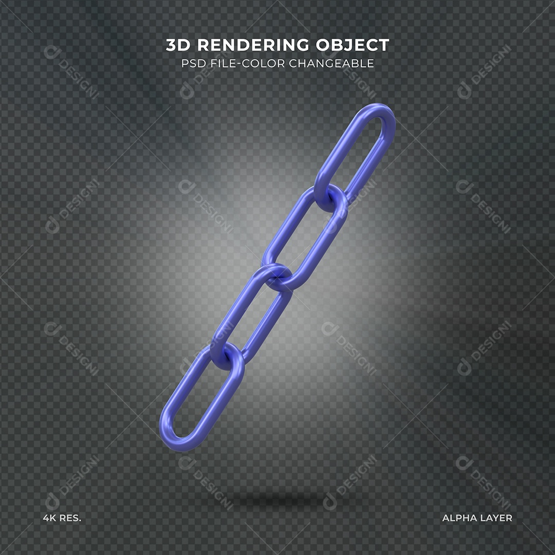 Corrente de metal azul Elemento 3D Para composição PSD