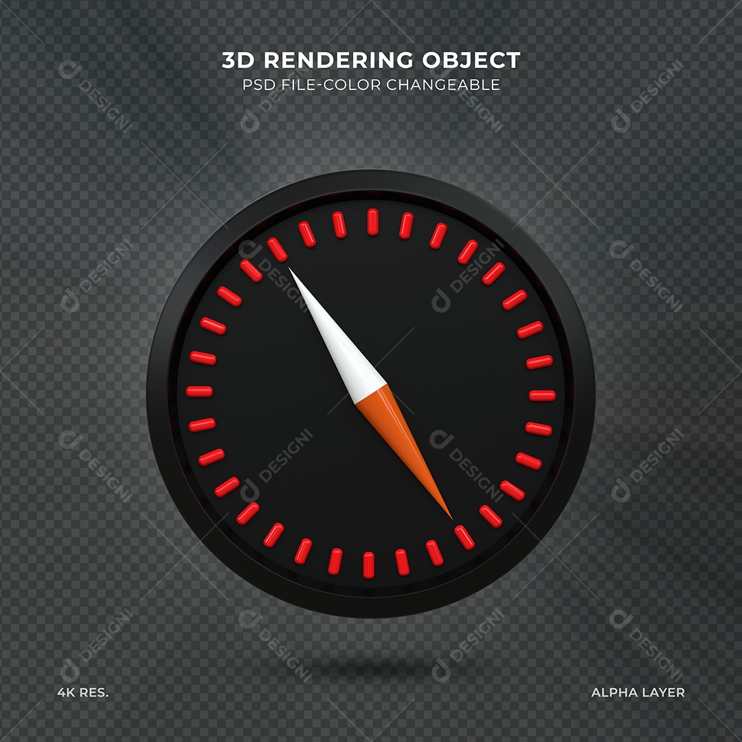 Bússola de Direção 3D Preto Elemento para Composição PSD