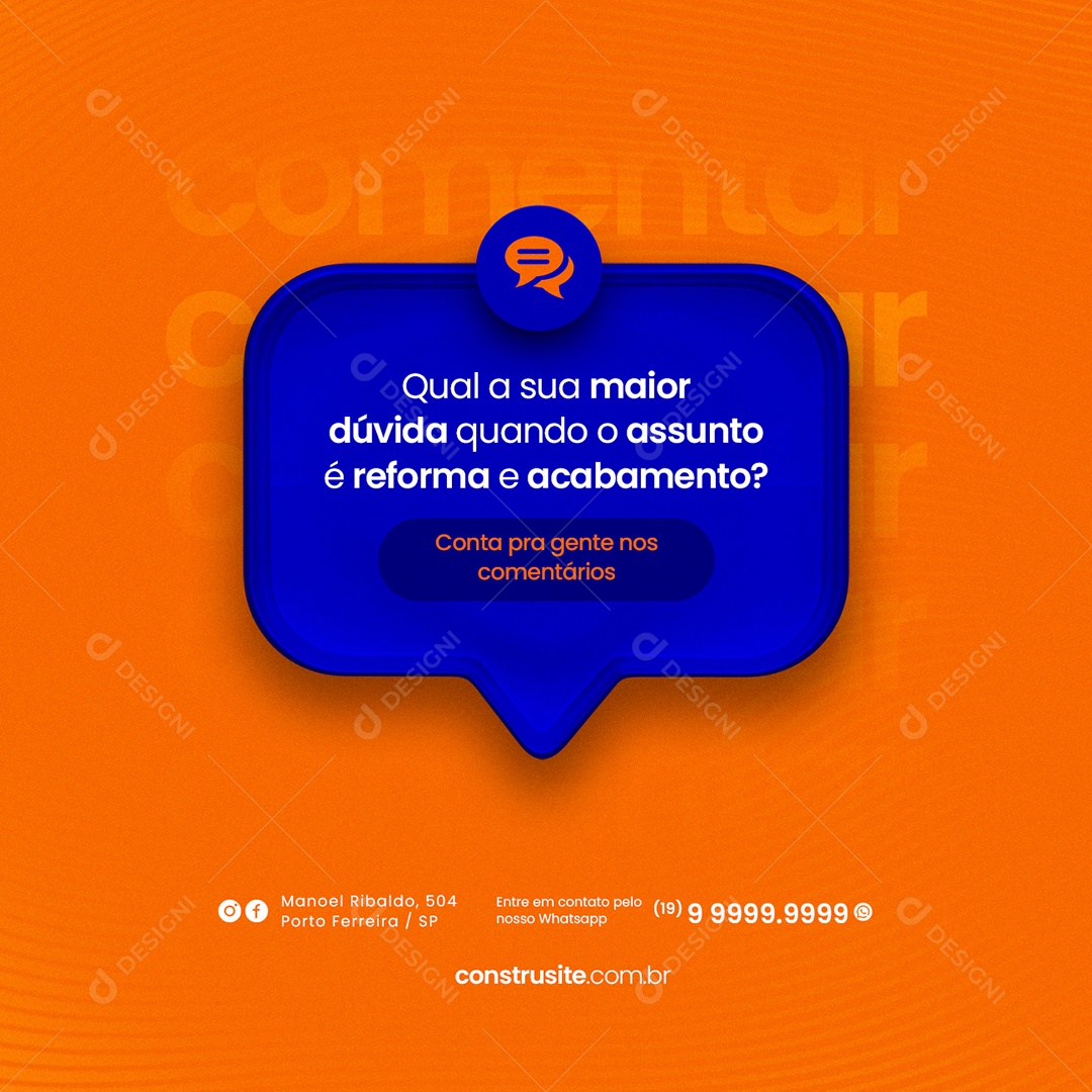 Qual sua Maior dúvida Materiais De Construção Social Media PSD Editável