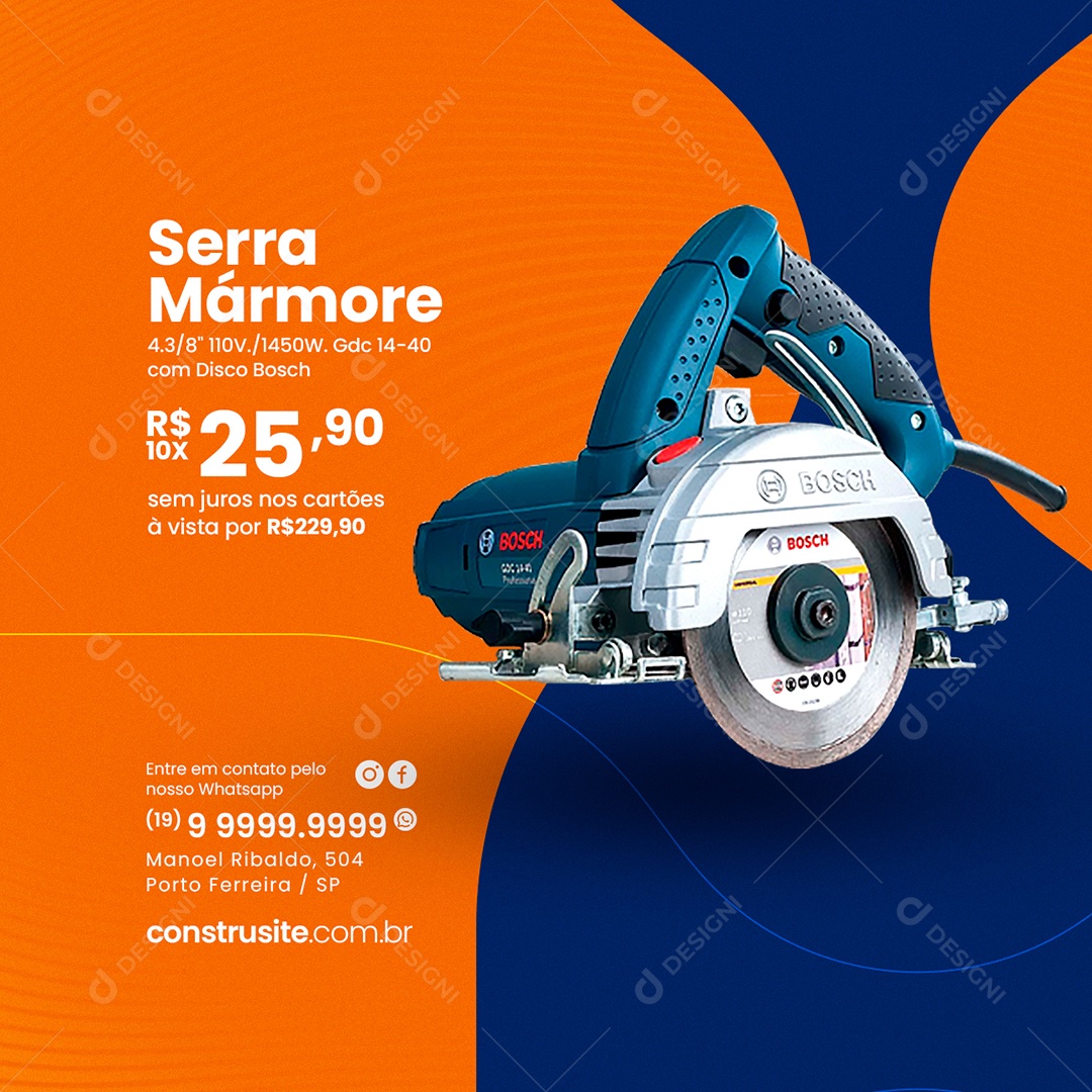 Serra Mármore Materiais De Construção Social Media PSD Editável