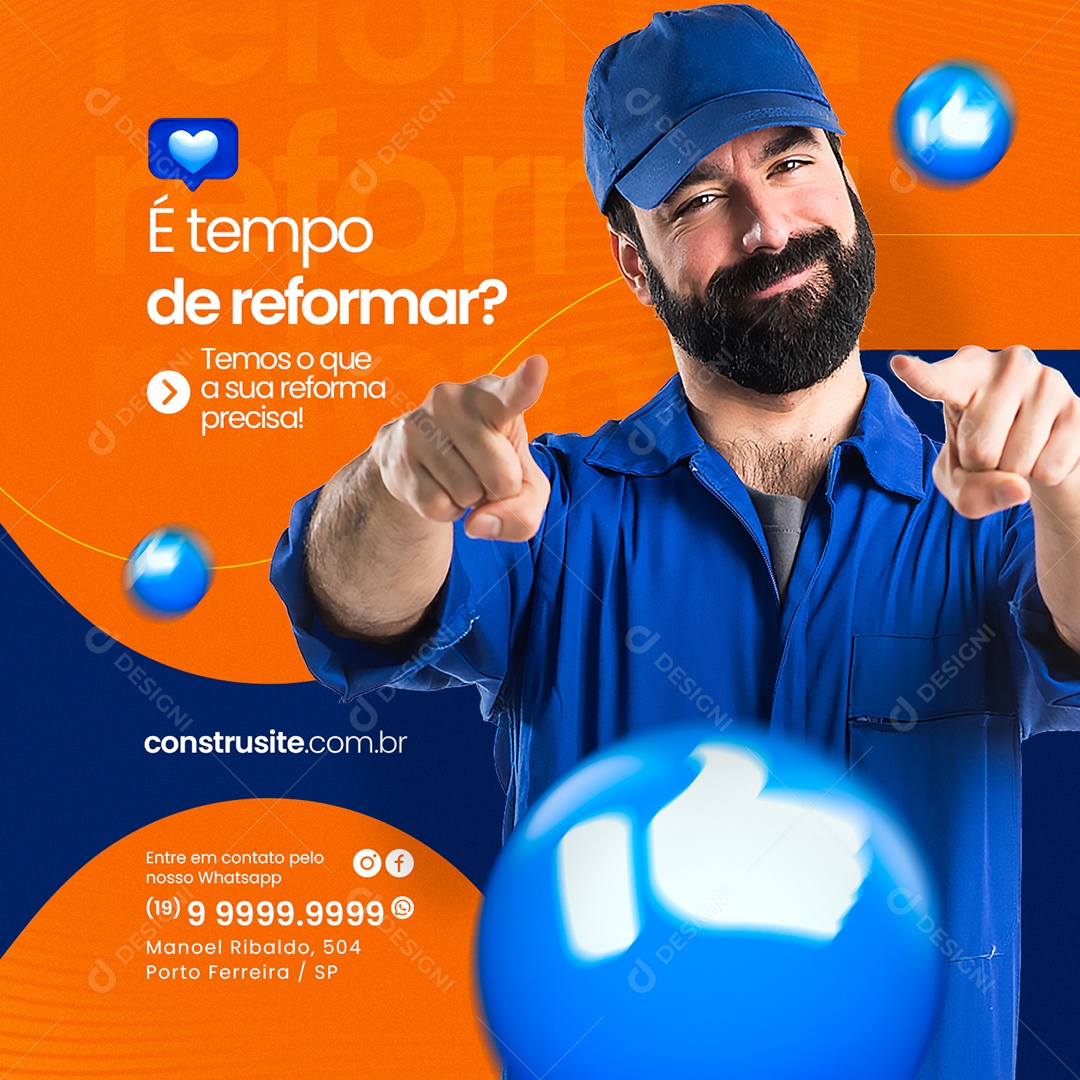 É tempo de reformar Materiais De Construção Social Media PSD Editável