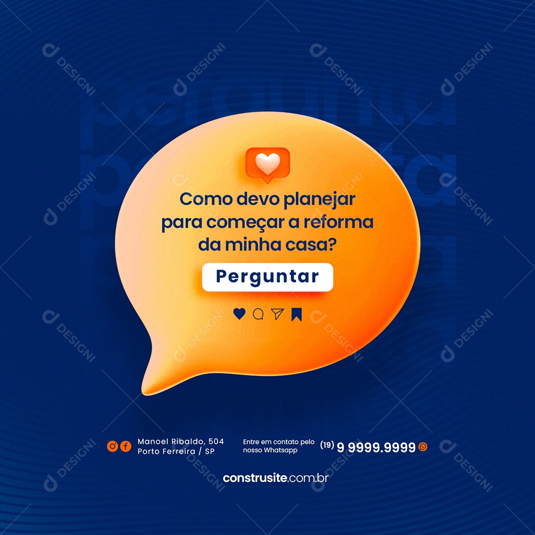 Como devo planejar para começar a reformar Materiais De Construção Social Media PSD Editável