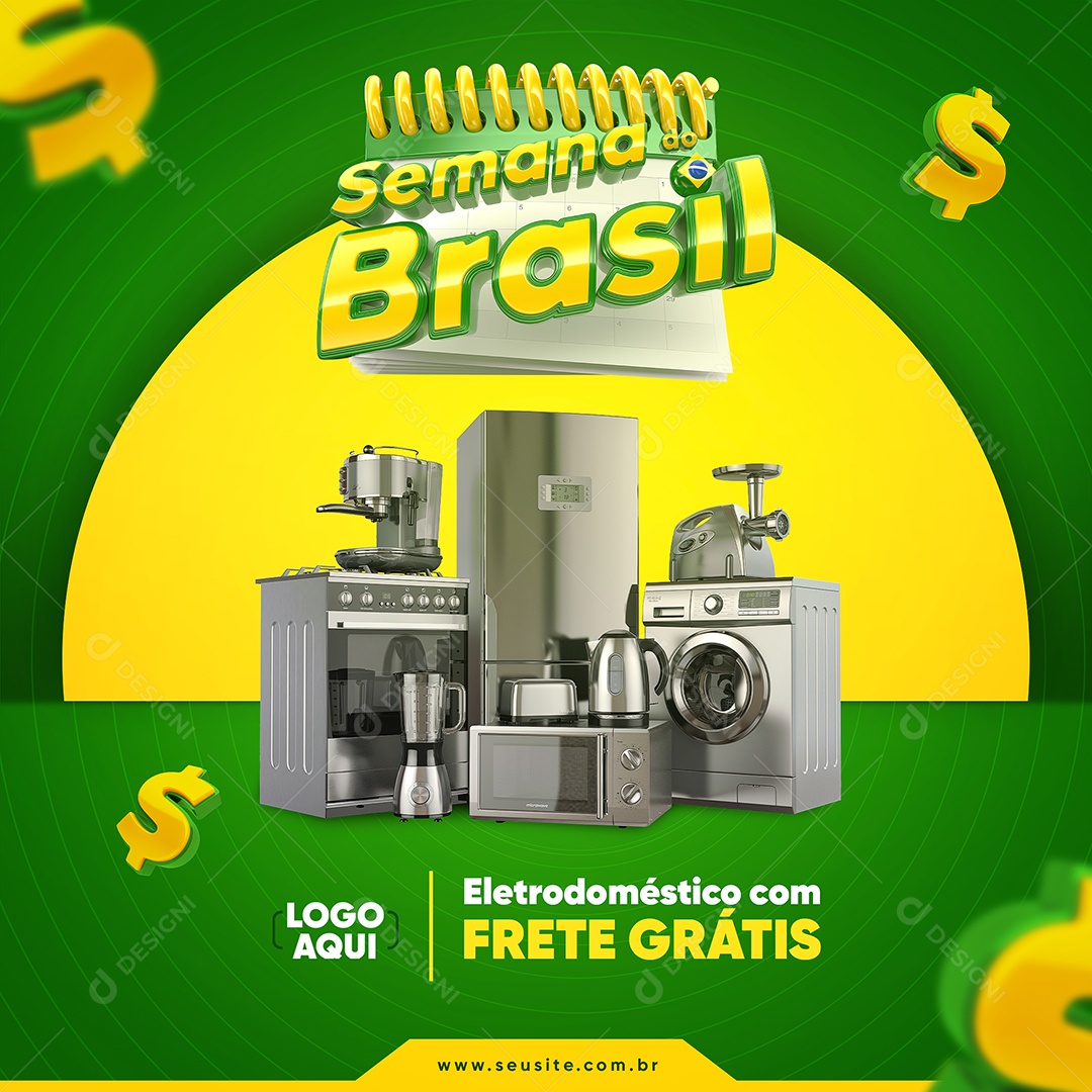 Social Media Semana do Brasil Lojas Eletrônicos e Eletrodomésticos PSD Editável