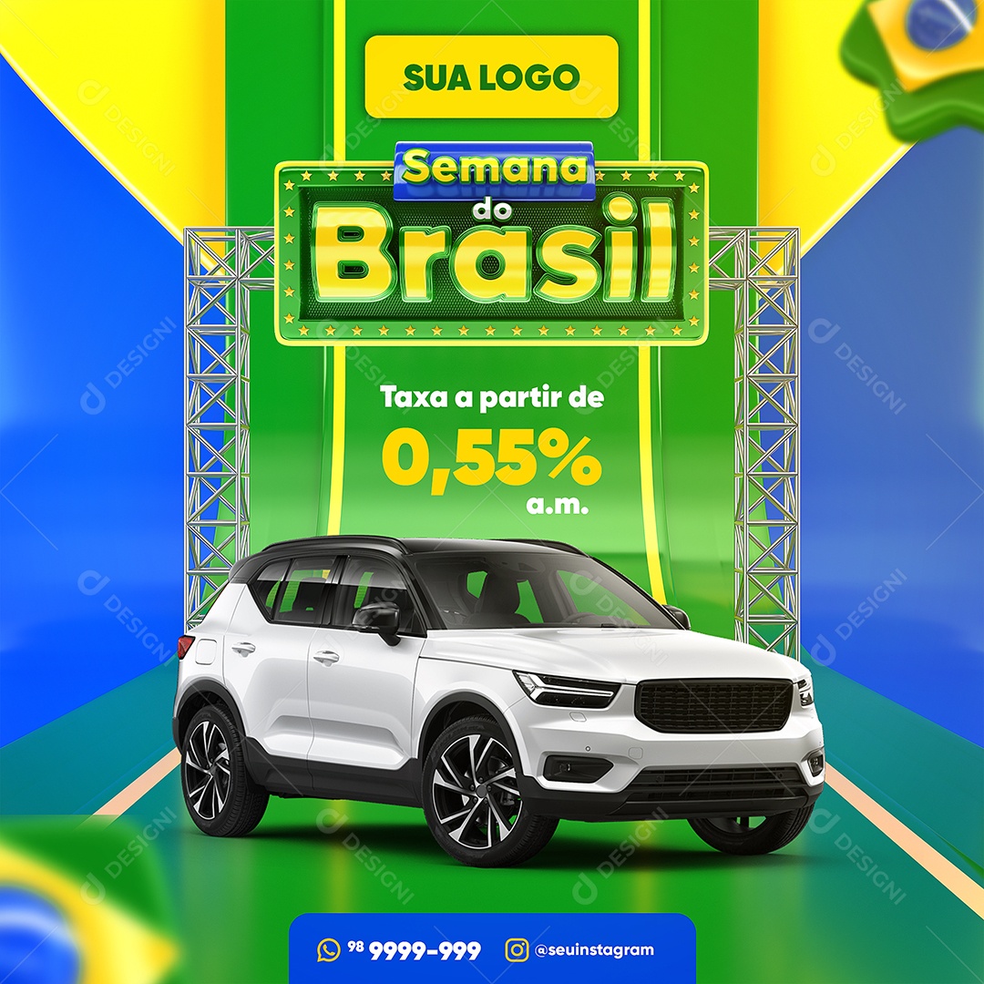 Social Media Semana do Brasil Concessionarias Veicúlos Carros PSD Editável