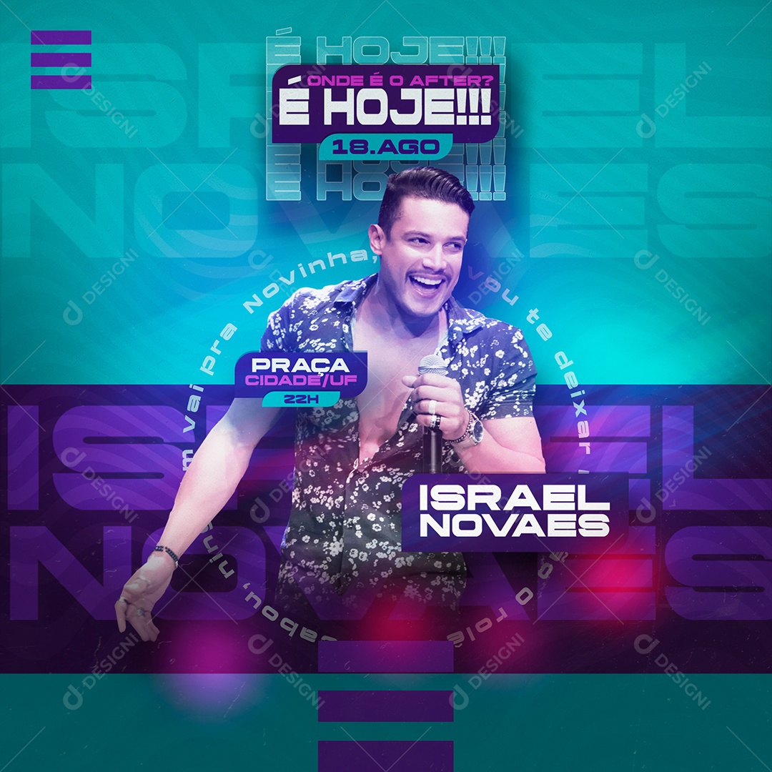 Flyer Cantor Show É Hoje Israel Novaes PSD Editável