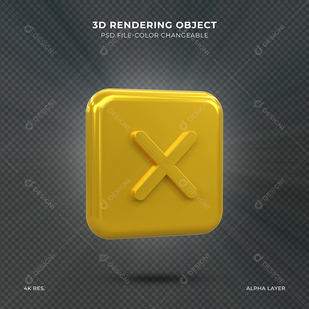 Ícone 3D Reprovado dourado Elemento para composição PSD