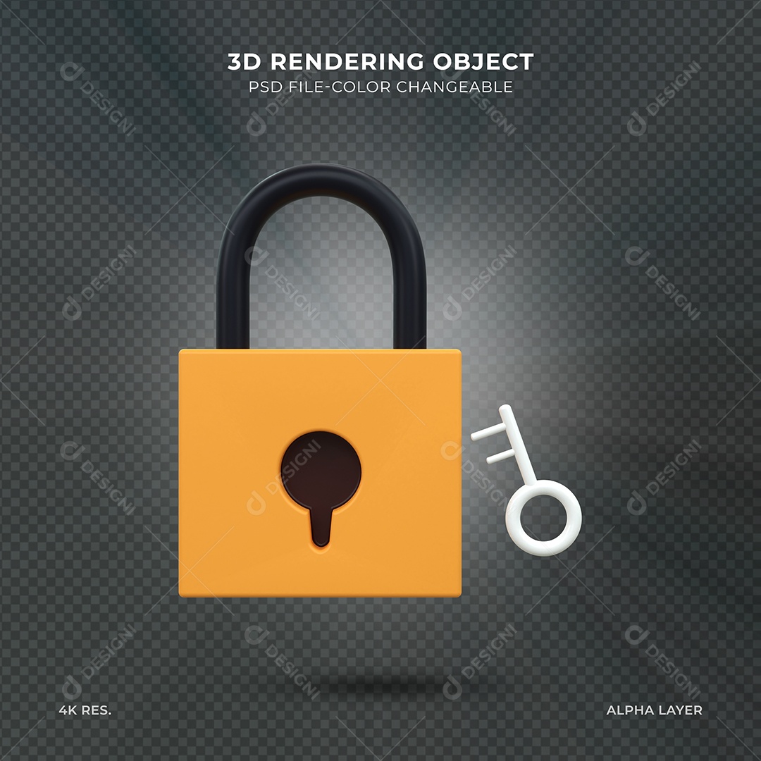 Cadeado trancado ícone de segurança Elemento 3D para Composição PSD