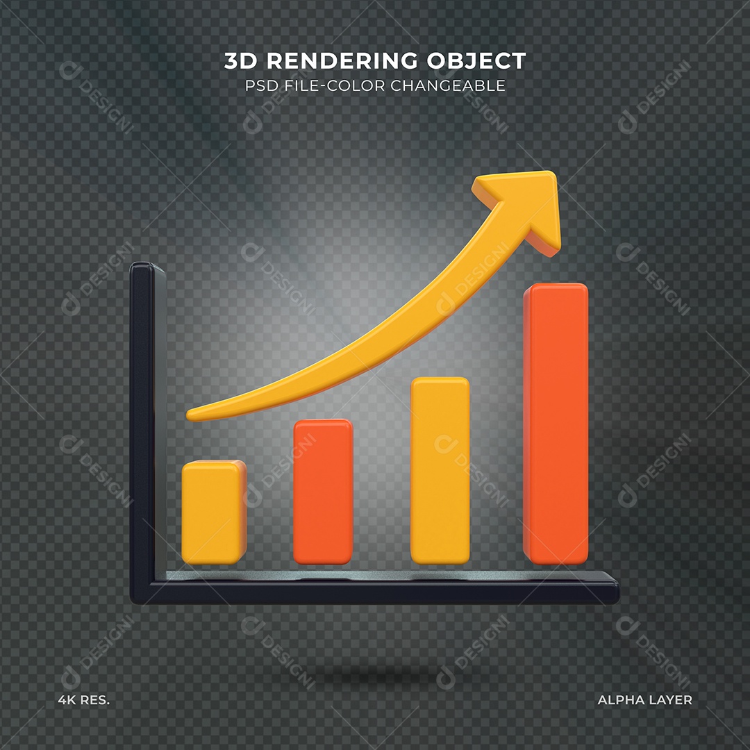 Gráfico de Investimentos Ícone 3D para Composição PSD