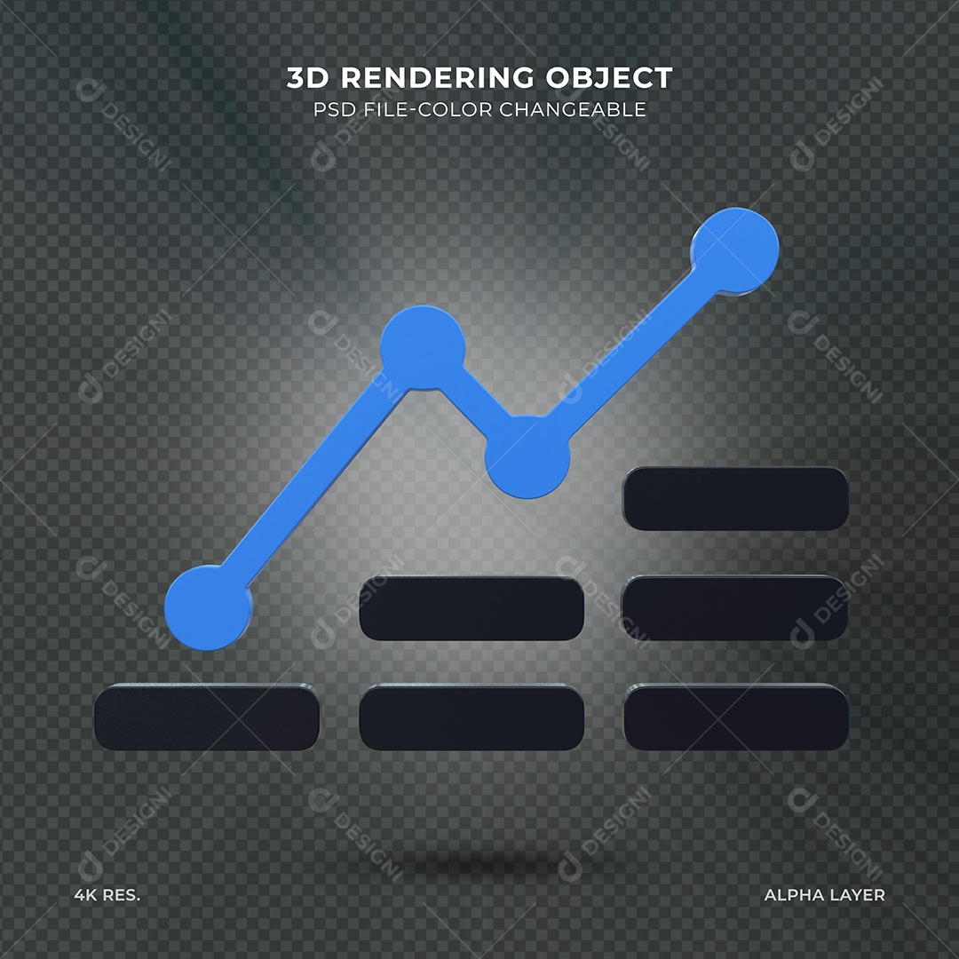 Gráfico de Investimentos Ícone 3D para Composição PSD