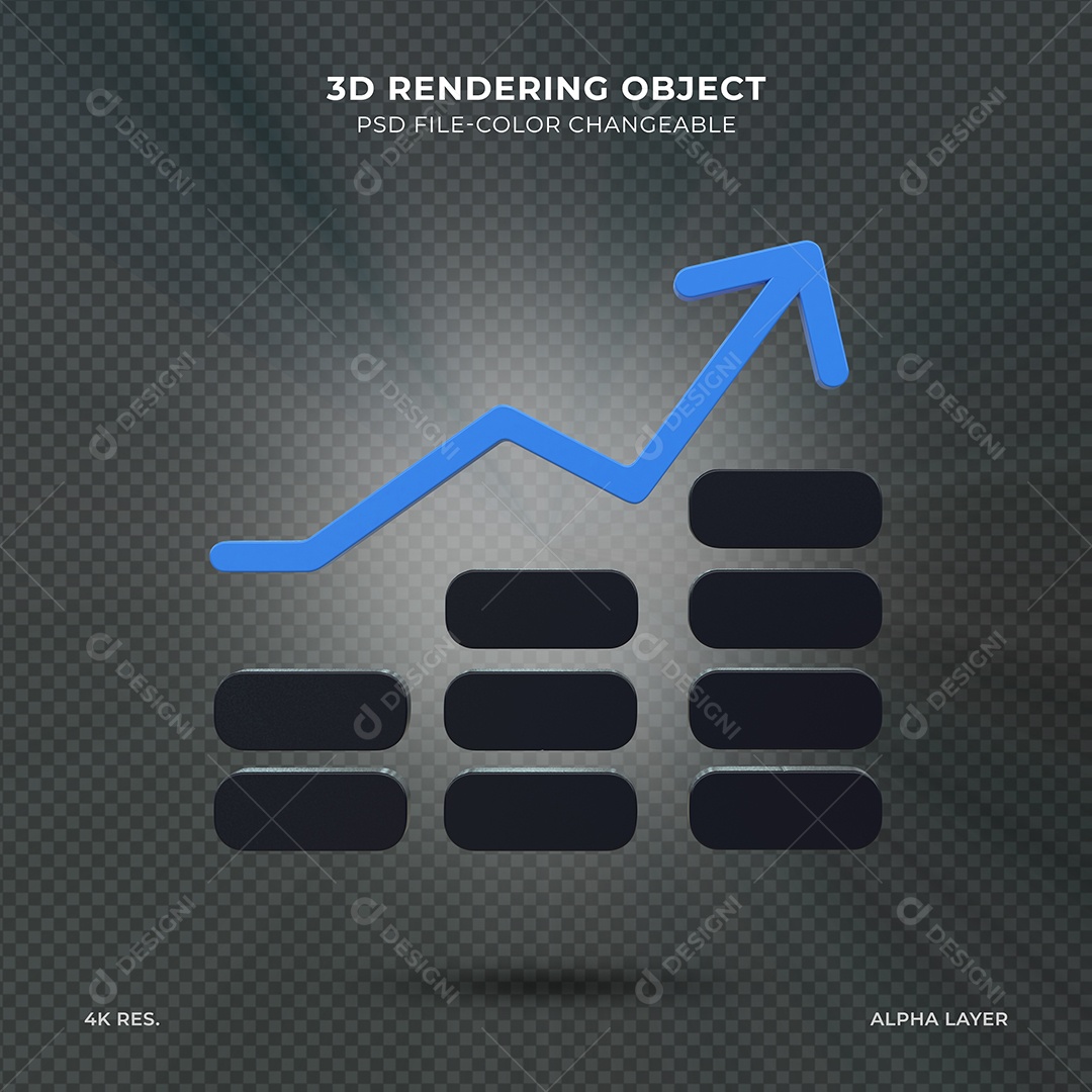Gráfico de Investimentos Ícone 3D para Composição PSD