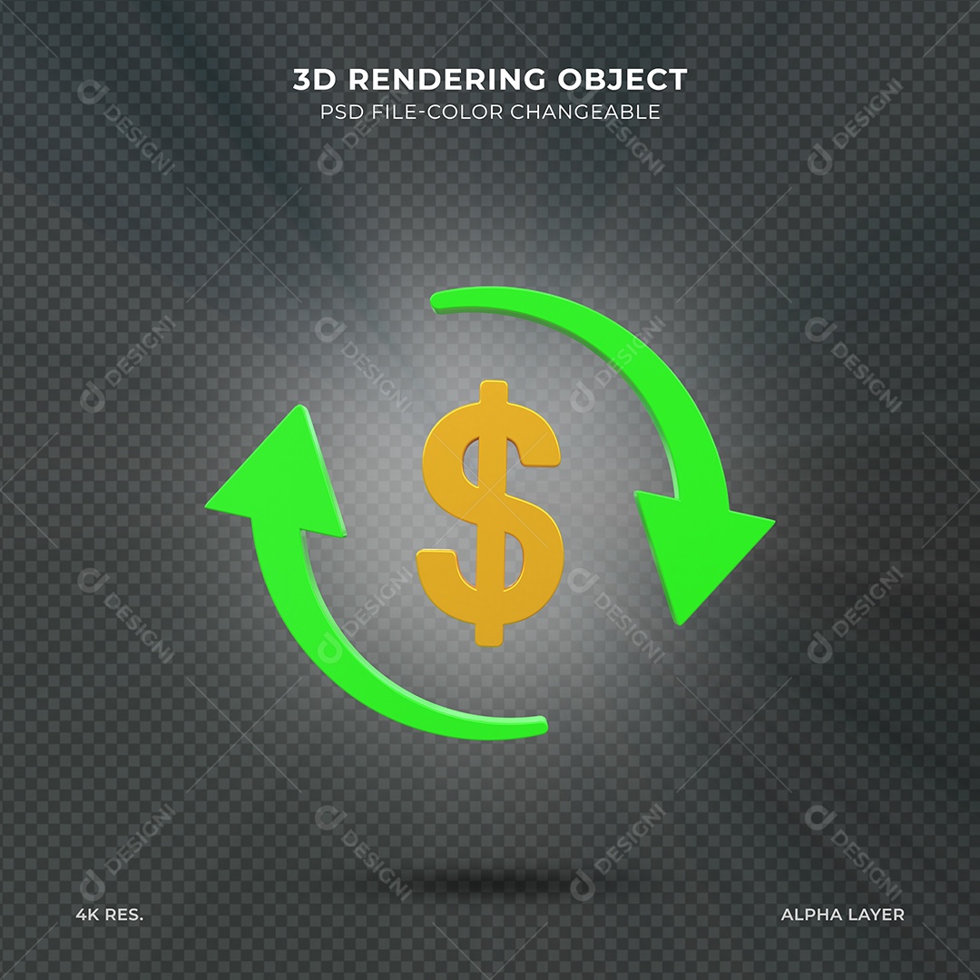 Gráfico de dinheiro segundo Ícone 3D para Composição PSD