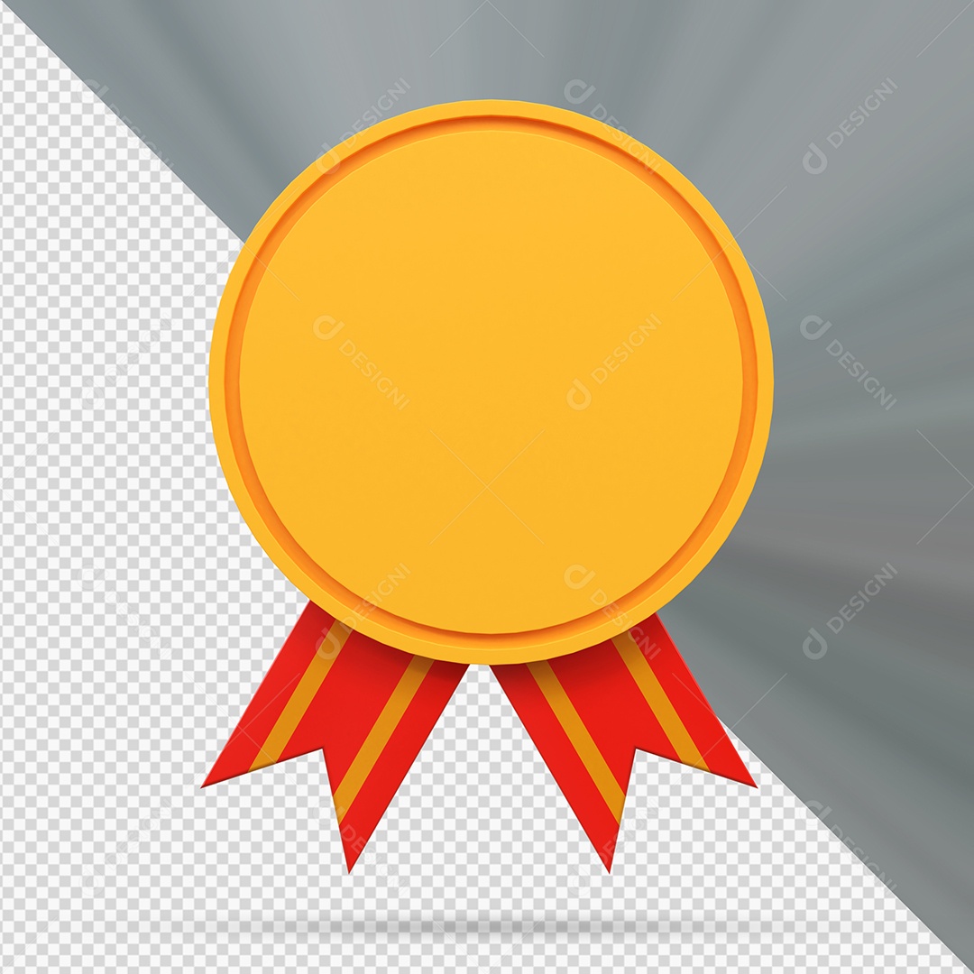 Medalha de Vencedor dourada Elemento 3D para Composição PSD