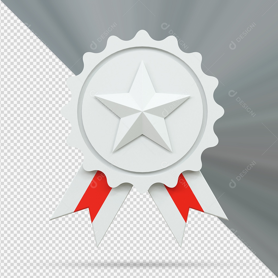 Medalha de Vencedor branca Elemento 3D para Composição PSD