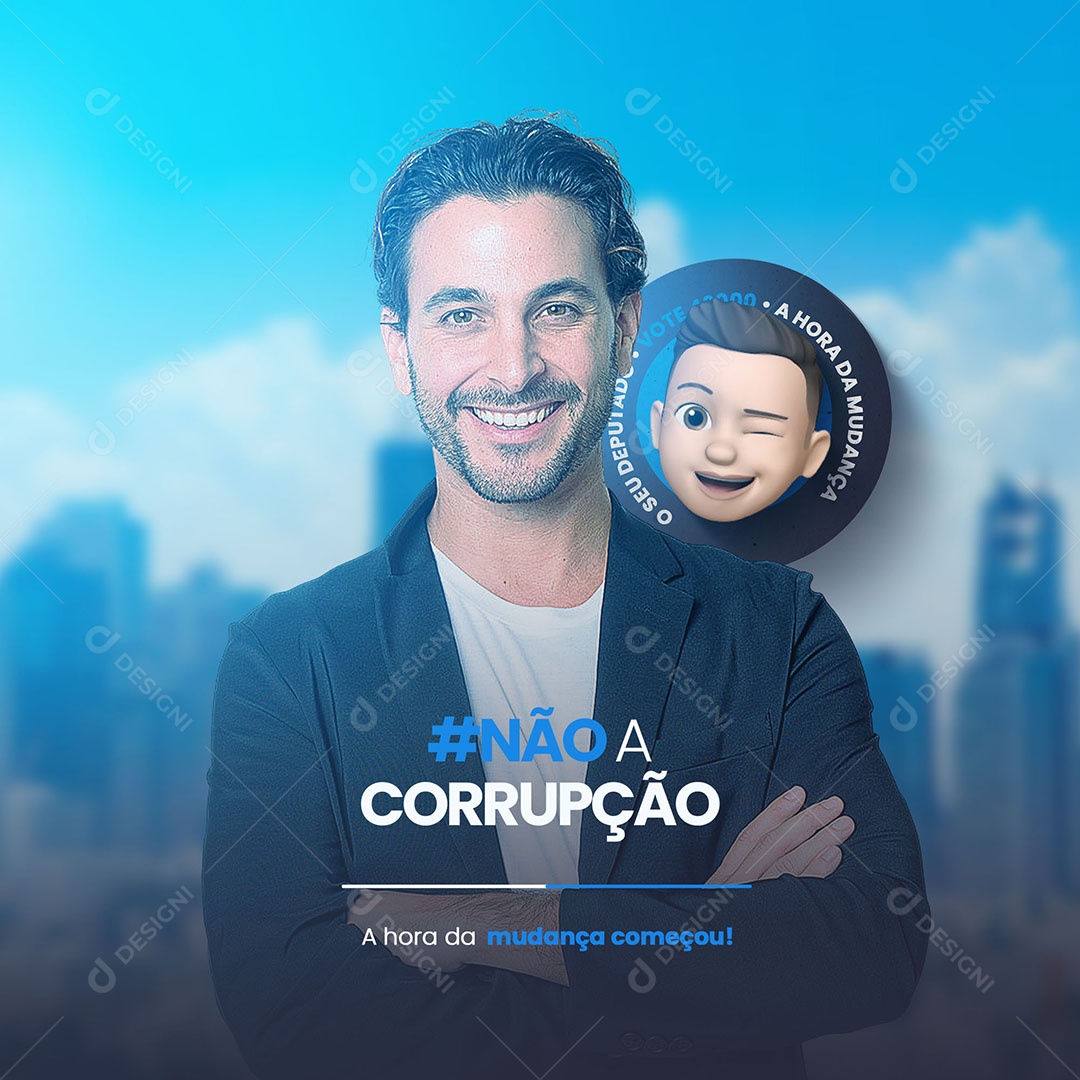 Social Media Política Deputado, Não a Corrupção PSD Editável