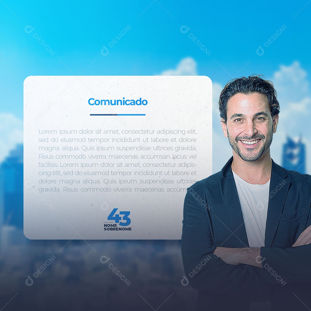 Social Media Política Comunicado Aviso PSD Editável