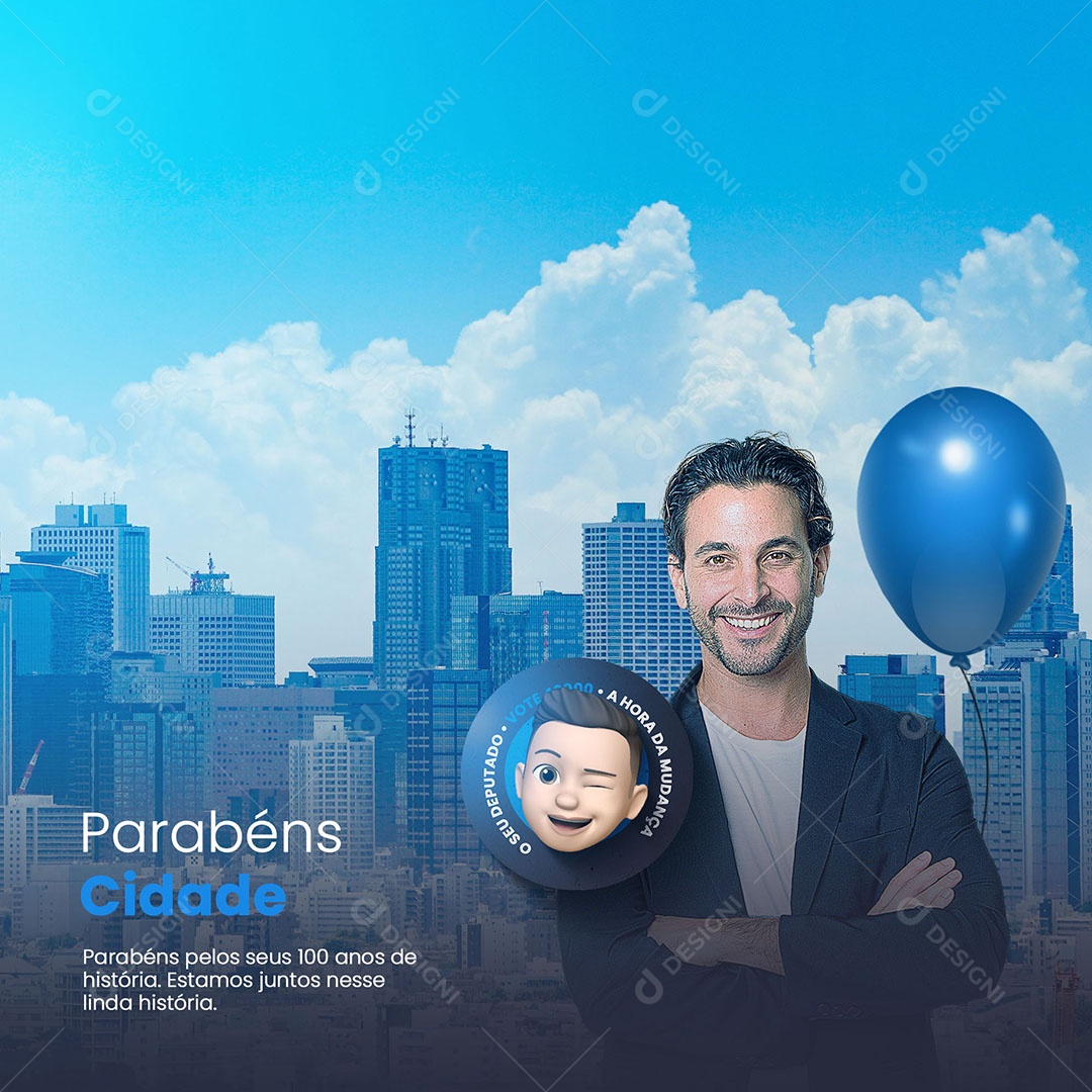 Social Media política Parabéns Cidade PSD Editável