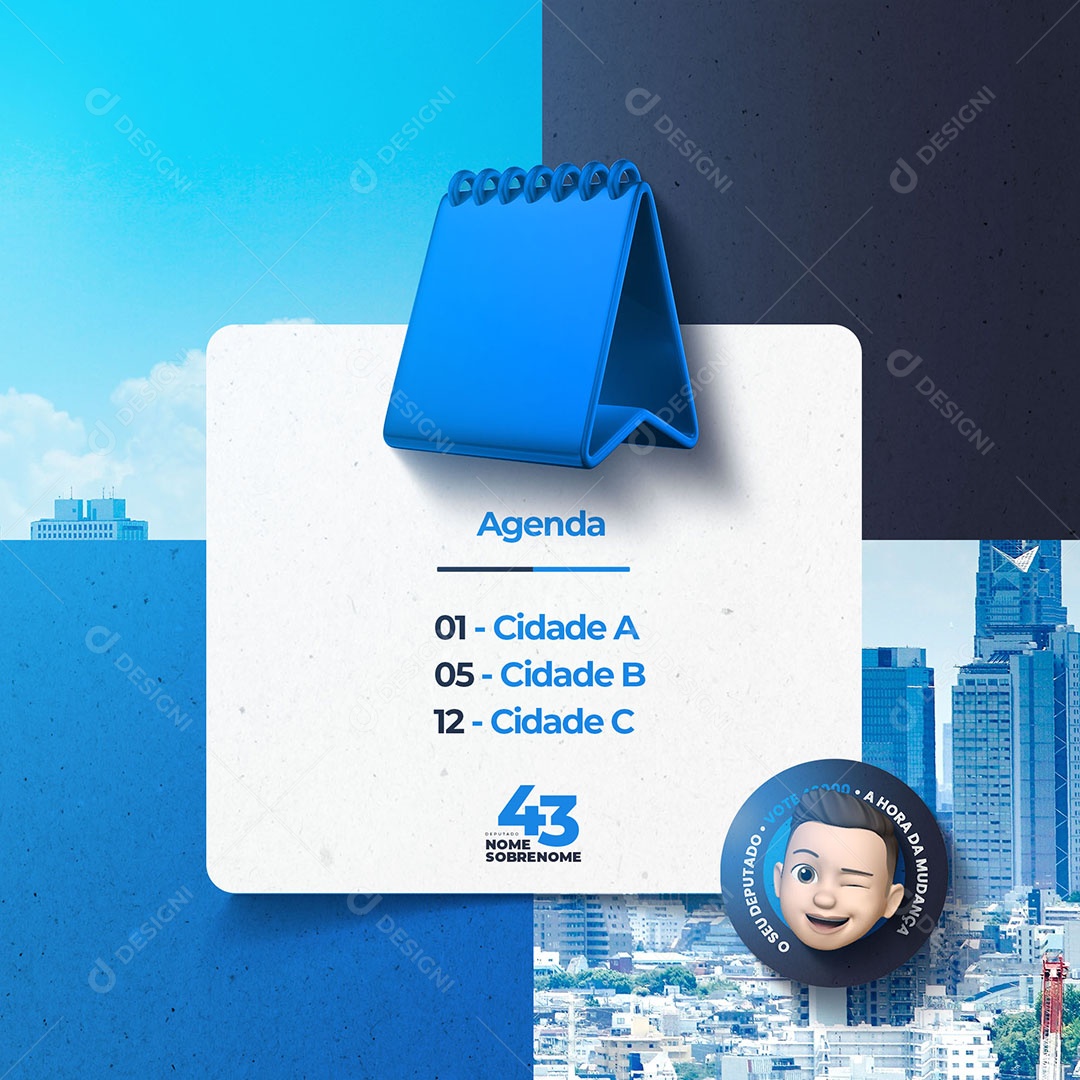 Social Media Agenda Política PSD Editável