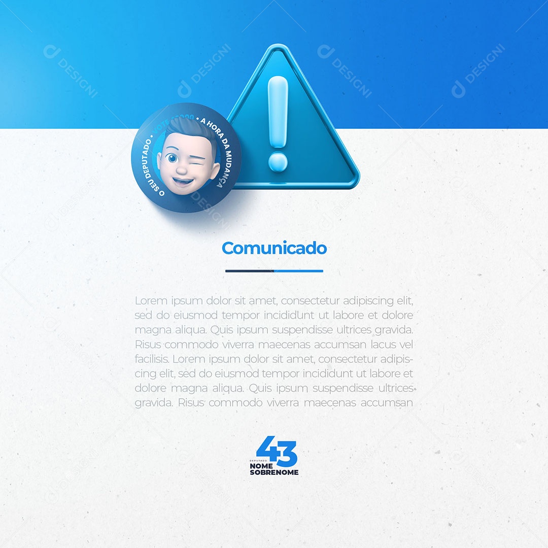 Social Media Política Comunicado Aviso PSD Editável