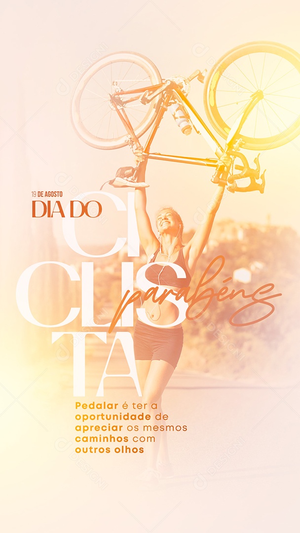 Story Pedalar é ter a oportunidade de apreciar os caminhos Dia do Ciclista Social Media PSD Editável