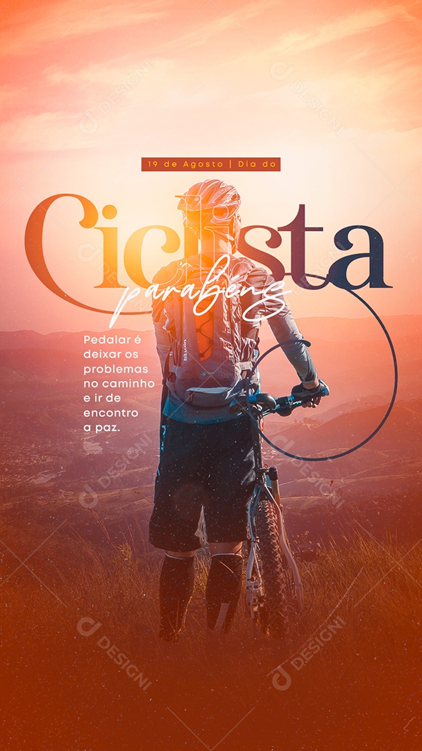 Story Pedalar é deixar os problemas no caminho Dia do Ciclista Social Media PSD Editável