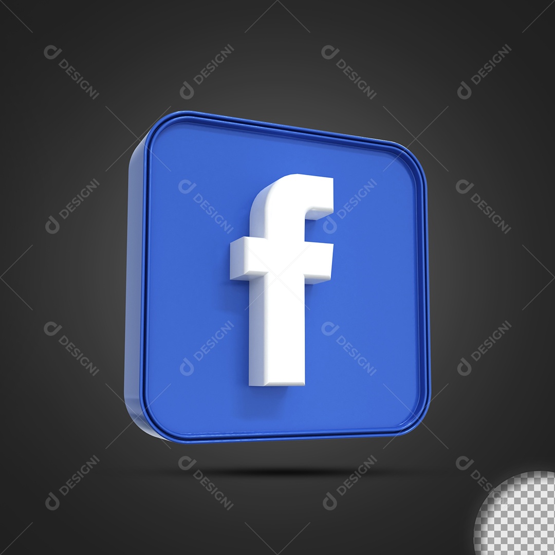 Facebook Elemento 3D Azul e Branco Para Composição PSD