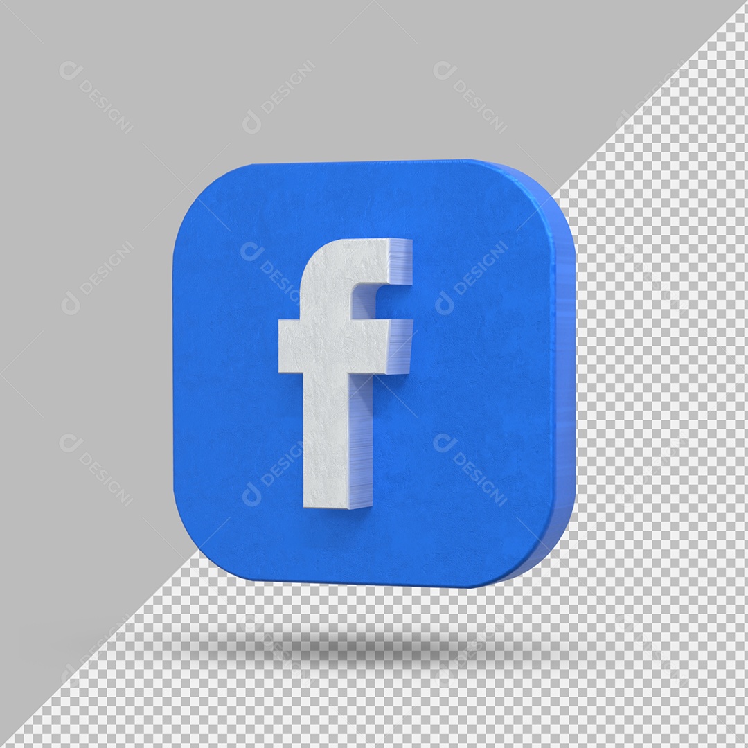 Facebook Elemento 3D Azul e Branco Para Composição PSD