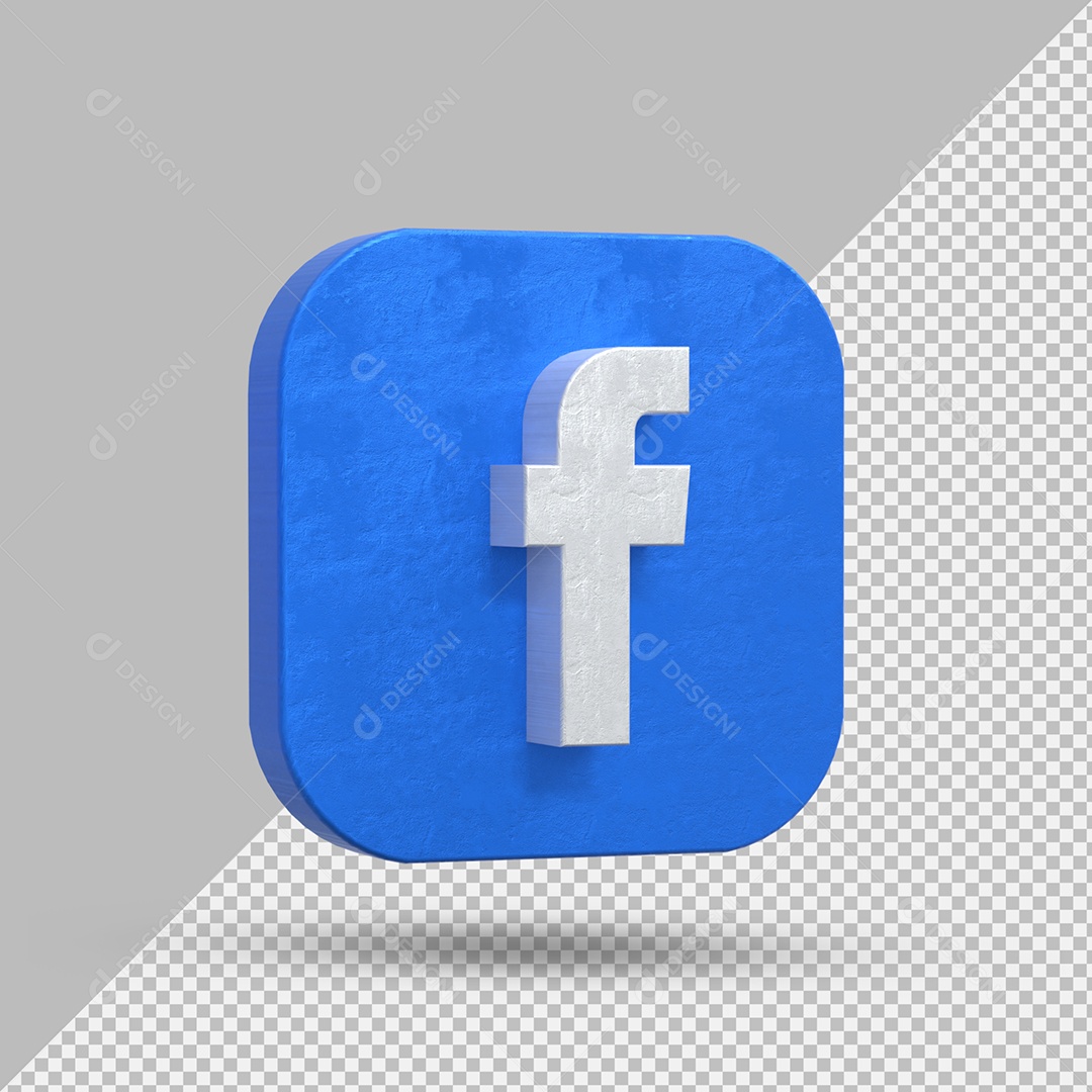 Facebook Elemento 3D Azul e Branco Para Composição PSD