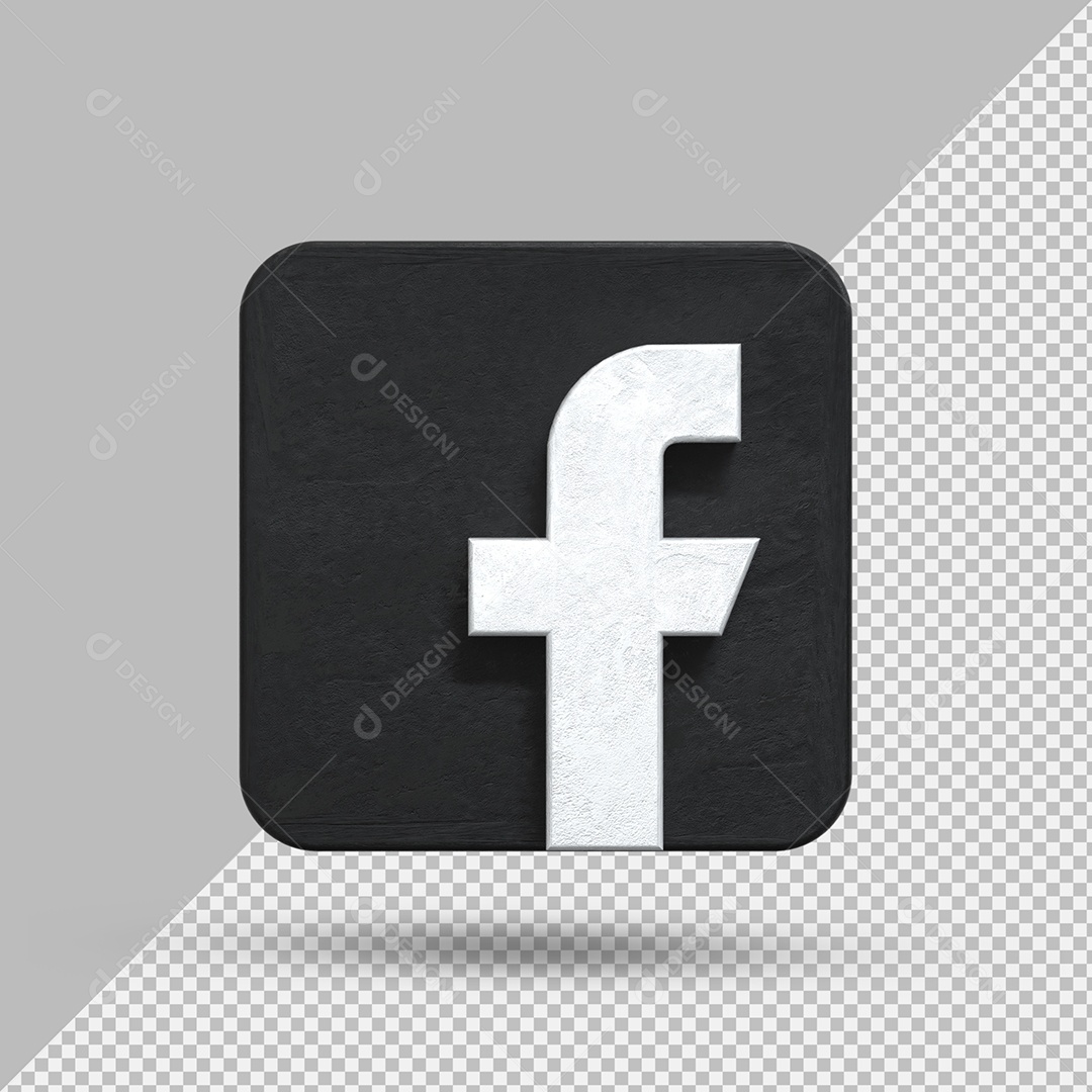 Facebook Elemento 3D Preto e Branco Para Composição PSD