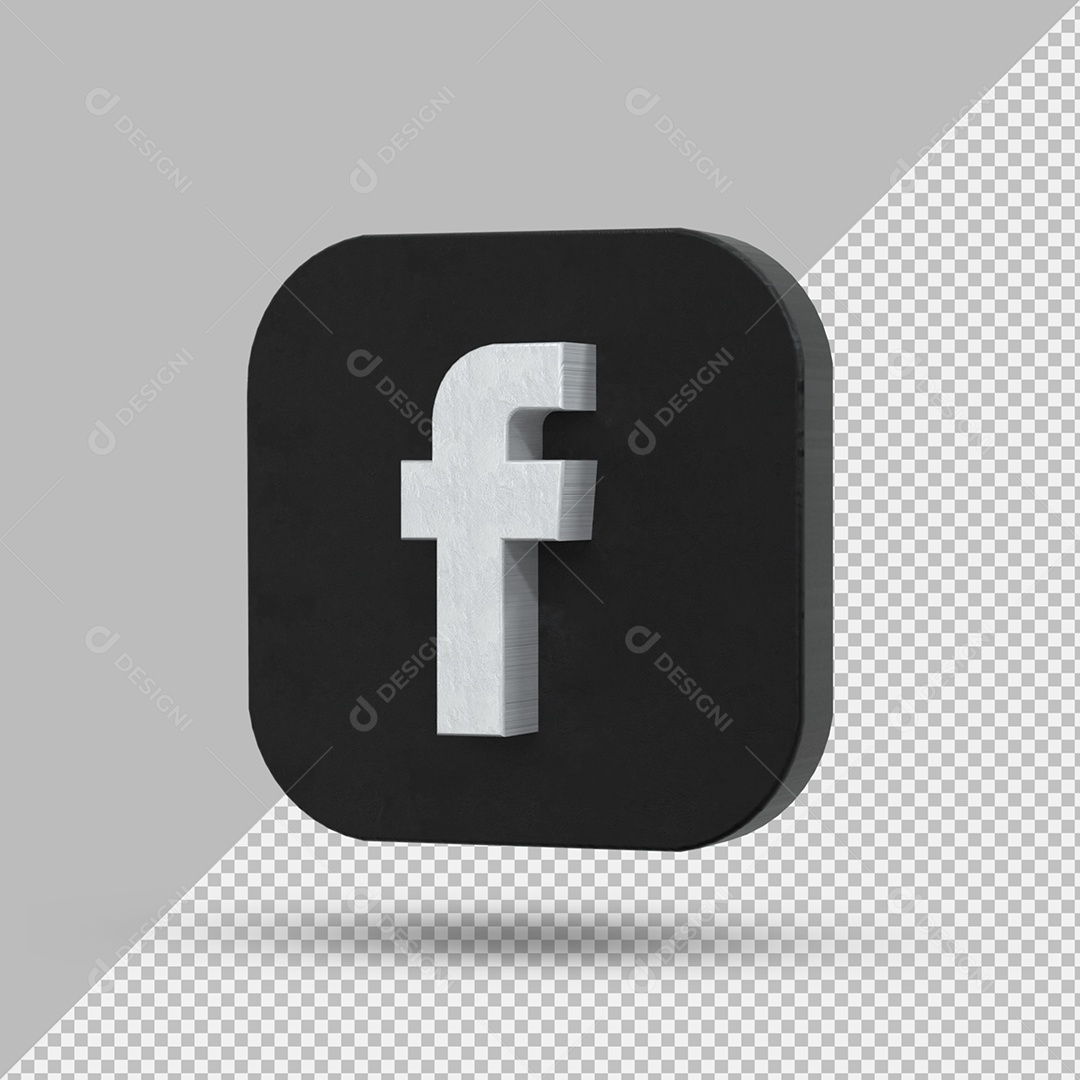 Facebook Elemento 3D Preto e Branco Para Composição PSD