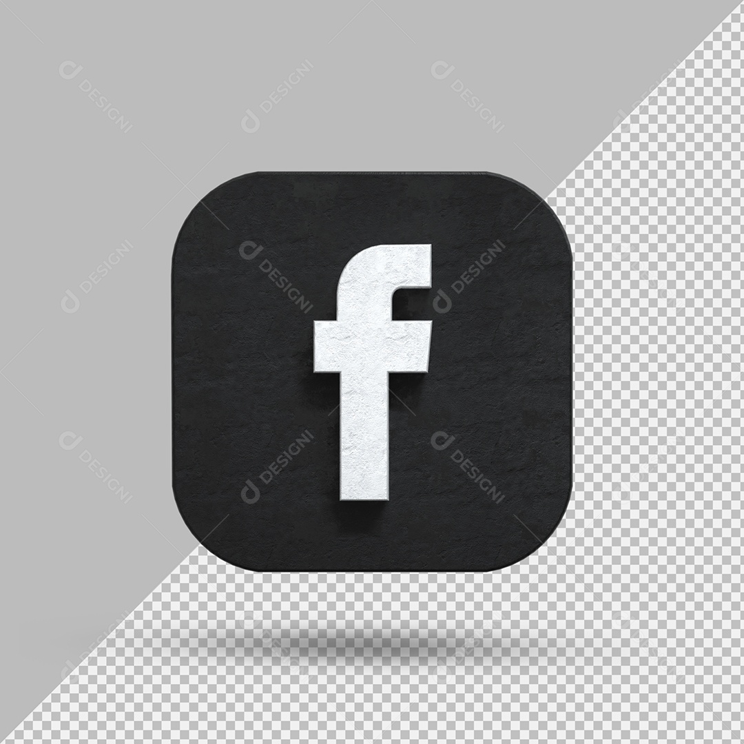 Facebook Elemento 3D Preto e Branco Para Composição PSD