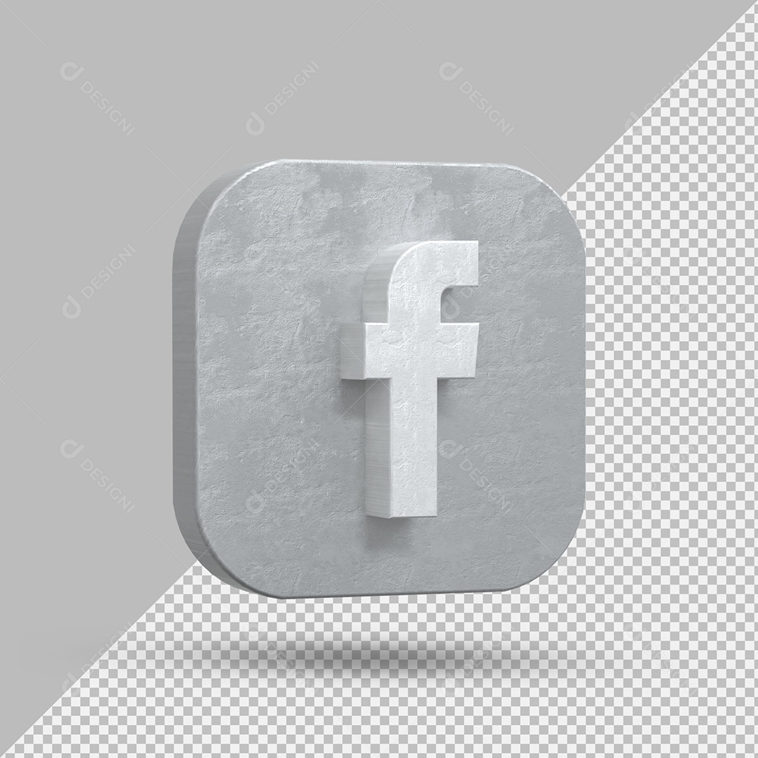 Facebook Elemento 3D Cinza Para Composição PSD
