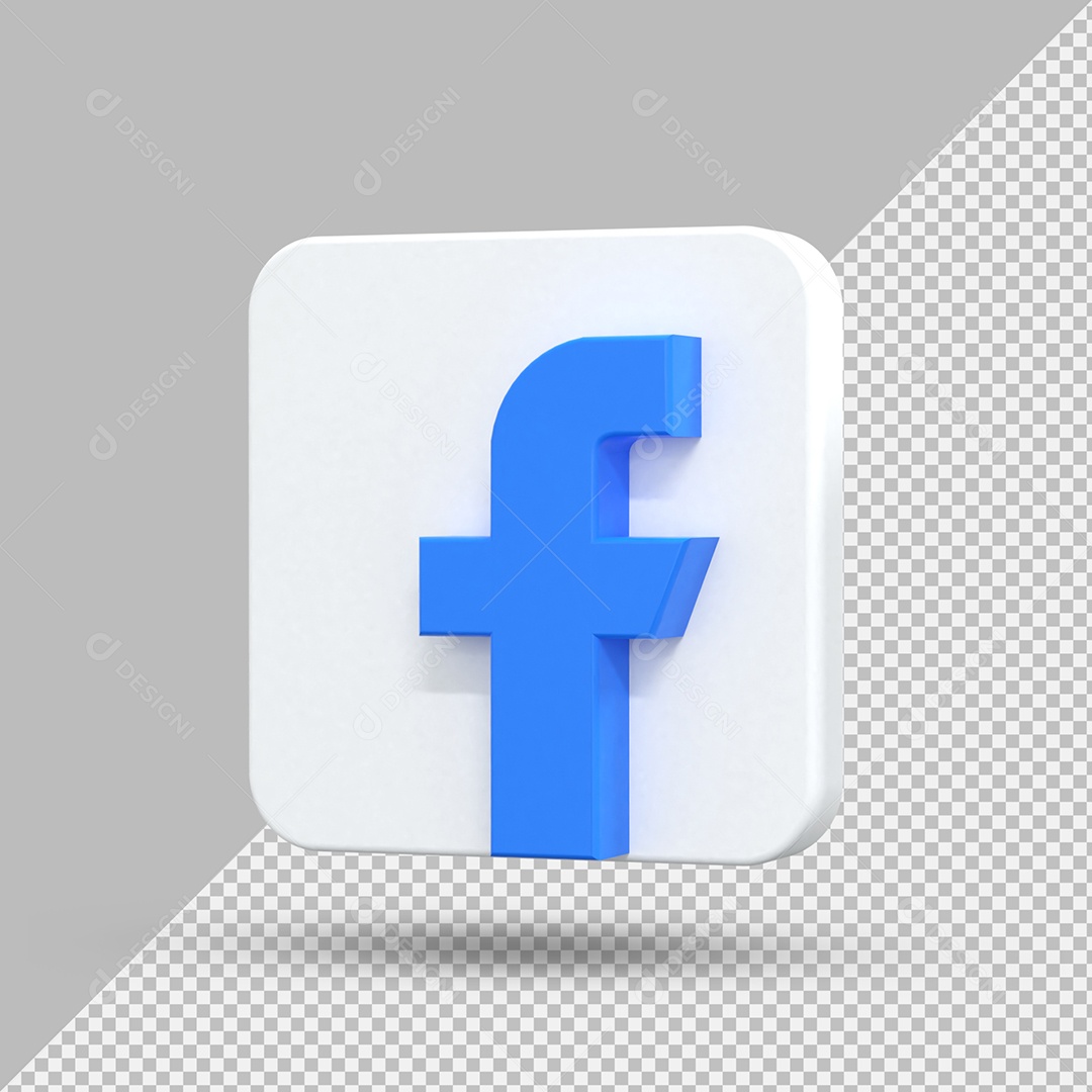 Facebook Elemento 3D Azul e Branco Para Composição PSD