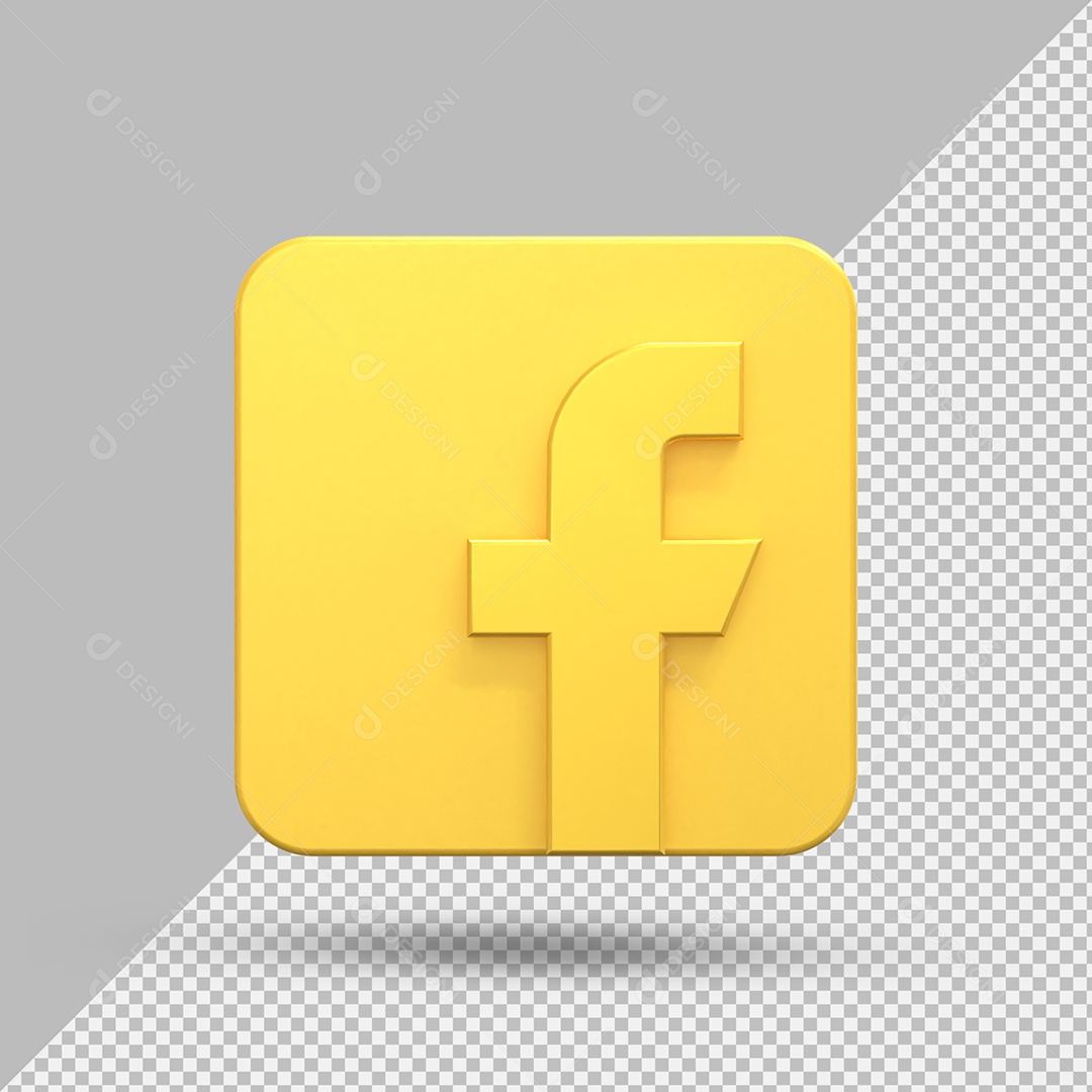 Facebook Elemento 3D Dourado Para Composição PSD